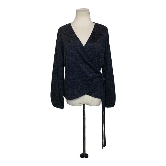 Sadie & Sage Tops - Sadie & Sage black marbled long sleeves crossed knit top size Small